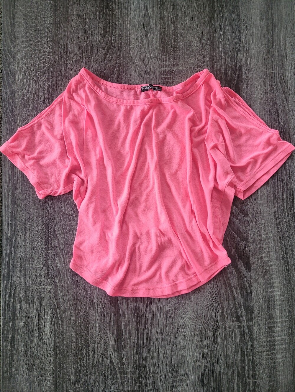 Body Central Cold Shoulder Neon Pink Crop Top